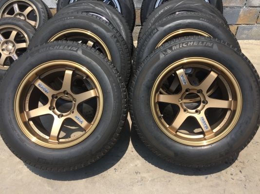 ล้อแม็กTe37 ขอบ18 พร้อมยางเปอร์เซ็นต์ MICHELIN 265 60 18 ปี 15 ขนาด 6 รู หน้า 9.5-10.5  ล้อใหม่แกะกล่อง ครบชุด 15500