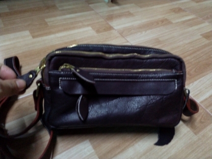 กระเป๋าชาย หนังแท้ งาน handmade สภาพ 99\%
