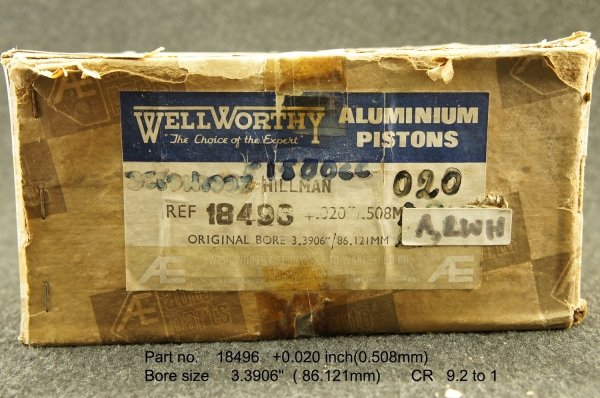 ชุดลูกสูบพร้อมแหวน รถ Hillman Avenger  1500  Super