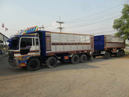 ขายด่วนรถบรรทุก 12 ล้อโปรเซียเครื่อง p11c กระบะดั้มปรีเนียมพร้อมลูกพ่วงสามเพลา