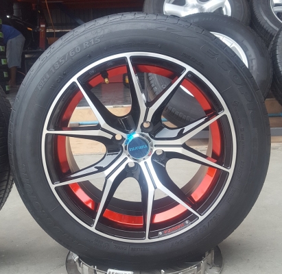 ล้อใหม่ขอบ15 YAKUZA ในแดง  พร้อมยาง\%185/60/15