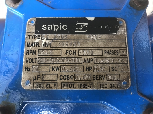 ขายมอเตอร์สั่น-เขย่า Sapic 0.5HP. 380V made in France ตัวใหญ่ สั่นแรง สภาพใหม่มาก พร้อมใช้งาน