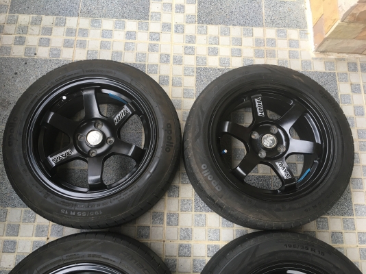 ????????แมกซ์ขอบ15 กว้าง7นิ้ว  4รู100 พร้อมยาง 195 55 r15 ปี3815 ☎️☎️085000
