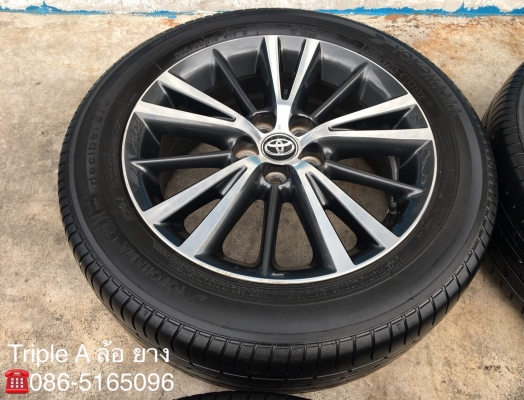 ล้อแม็ก Toyota Altis ขอบ16 สีดำหน้าเงา พร้อมยาง Yokohama 205-55-16 ปี 17