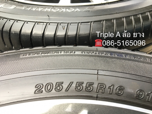 ล้อแม็ก Toyota Altis ขอบ16 สีดำหน้าเงา พร้อมยาง Yokohama 205-55-16 ปี 17