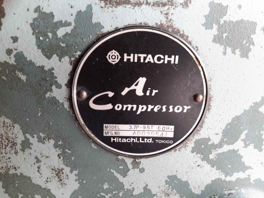 ลดราคา    ปั้มลม HITACHI 3.7kw 5แรงสภาพพร้อมใช้ไฟบ้าน 220v