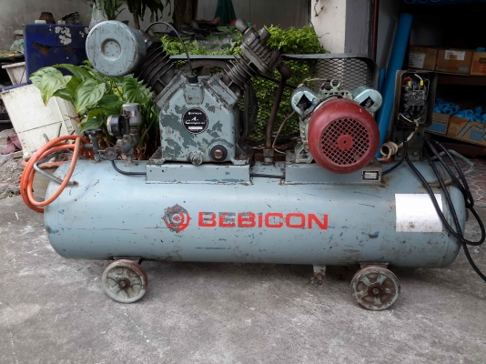 ลดราคา    ปั้มลม HITACHI 3.7kw 5แรงสภาพพร้อมใช้ไฟบ้าน 220v