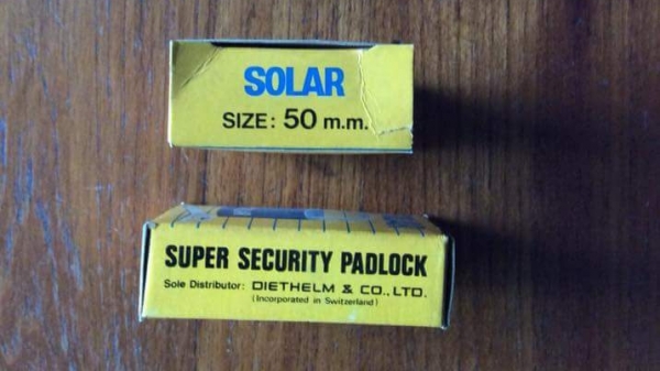 ขายแม่กุญแจทองเหลือง50mm. SOLAR MADE IN SWITZERLAND. ใหม่เก่าเก็บ