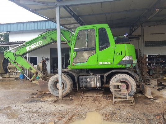 ขายแบคโฮ ล้อยางkobelco sk100w พร้อมใช้งานมีไลน์เจาะ