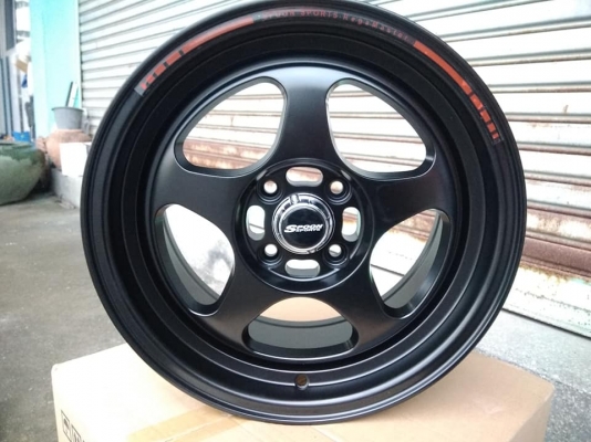 แม็กใหม่ลายสปูน สีดำขอบ 15 กว้าง 7 ราคา 7500 พร้อมยาง 11700 บาท