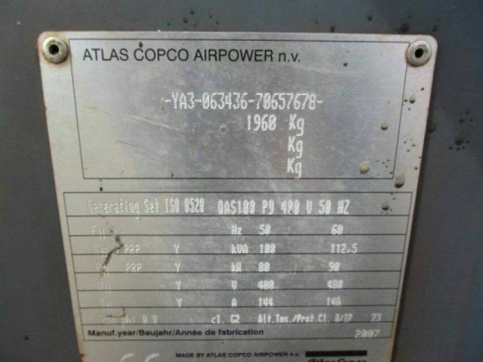 เครื่องปั่นไฟ ATLAS COPCO AIR POWER เครื่องปั่นไฟ ATLAS COPCO AIR POWER