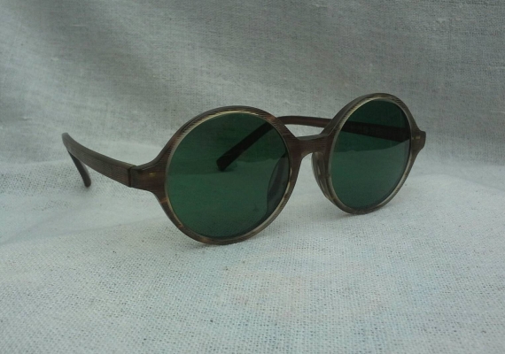 แว่นตาเจแปนิชแฮนด์เมดระดับ 'ยอดฝีมือ'  วินเทจยุค '90s  โมเดลอาร์ติสท์ 'หยดน้ำ - กลม'  Vintage SAGAWA FUJII handmade in Japan