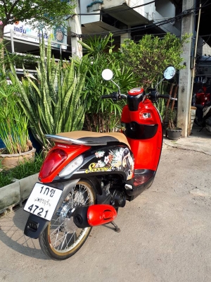 All New Honda Scoopy i ปี 2557 สีดำแดง ลาย Monkey DO รถสวยมาก หัวฉีดรุ่นใหม่