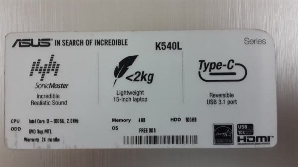 ASUS K540L