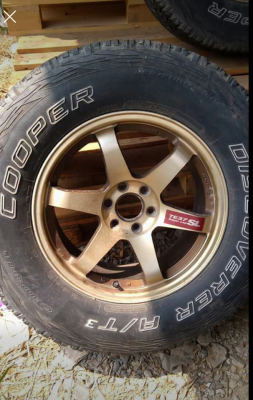 TE37.sl 17x8+ยางคูเปอ265/70/17ปี12 ยางเสีย1เส้น(ตรงรุ่นนาวาร่า)  สีเดิมๆ ไม่แตกคตดุ้งซ่อม #ชุด7500บ.โทร0879050181.ส่งได้ทั่วไทย