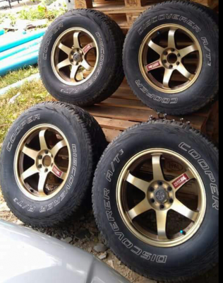 TE37.sl 17x8+ยางคูเปอ265/70/17ปี12 ยางเสีย1เส้น(ตรงรุ่นนาวาร่า)  สีเดิมๆ ไม่แตกคตดุ้งซ่อม #ชุด7500บ.โทร0879050181.ส่งได้ทั่วไทย