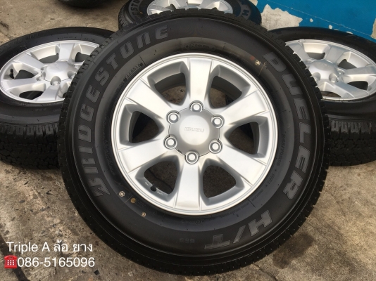 แม็กป้ายแดง ISUZU D-MAX Blue Power ขอบ 16 พร้อมยางป้ายแดง Bridgestone 245-70-16 ปี 18 แม็กสวย ตุ่มเด้ง มีเส้นสี