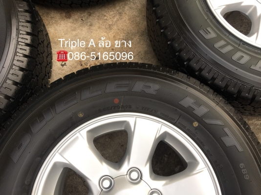 แม็กป้ายแดง ISUZU D-MAX Blue Power ขอบ 16 พร้อมยางป้ายแดง Bridgestone 245-70-16 ปี 18 แม็กสวย ตุ่มเด้ง มีเส้นสี