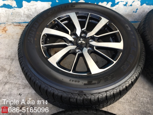 แม็กป้ายแดง Mitsu All New Pajero Sport ตัวท๊อป ขอบ 18 พร้อมยางป้ายแดง 265-60-18 Bridgestone ตุ่มอลัง มีเส้นสี