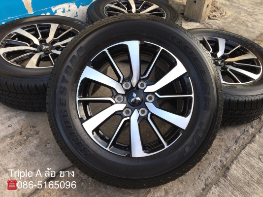 แม็กป้ายแดง Mitsu All New Pajero Sport ตัวท๊อป ขอบ 18 พร้อมยางป้ายแดง 265-60-18 Bridgestone ตุ่มอลัง มีเส้นสี
