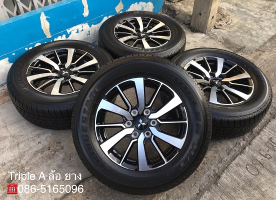 แม็กป้ายแดง Mitsu All New Pajero Sport ตัวท๊อป ขอบ 18 พร้อมยางป้ายแดง 265-60-18 Bridgestone ตุ่มอลัง มีเส้นสี