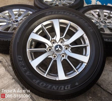 ล้อแม็ก Mitsu Pajero ขอบ 18 พร้อมยาง Dunlop 265-60-18 ปลายปี 15 แม็กสวย ดอกเต็มๆ