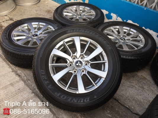 ล้อแม็ก Mitsu Pajero ขอบ 18 พร้อมยาง Dunlop 265-60-18 ปลายปี 15 แม็กสวย ดอกเต็มๆ