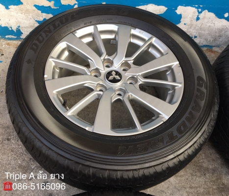 ล้อแม็กป้ายแดง Mitsu Pajero ขอบ 18 พร้อมยางป้ายแดง 265-60-18 Dunlop มีตุ่ม เส้นสียังอยู่