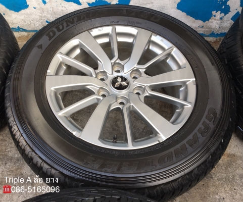 ล้อแม็กป้ายแดง Mitsu Pajero ขอบ 18 พร้อมยางป้ายแดง 265-60-18 Dunlop มีตุ่ม เส้นสียังอยู่