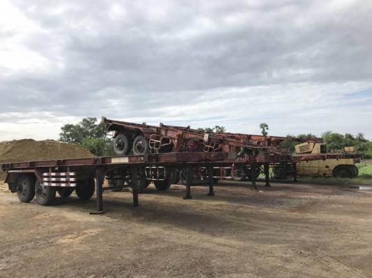 ขายพื้นเรียบและ หางก้างปลา 2 เพลา 7 หาง หางละ 100,000 บาท   4 หาง พื้นเรียบ 2 เพลา ยาว 8.5 เมตร เอกสารเล่มทะเบียน ม.79  3 หางละ 80,000 ก้างปลา 2 เพลา ยาว 7.5 เมตร (ไม่มีเล่มเล่มทะเบียน)  รถอยู่  นครปฐม โทร 0610710295