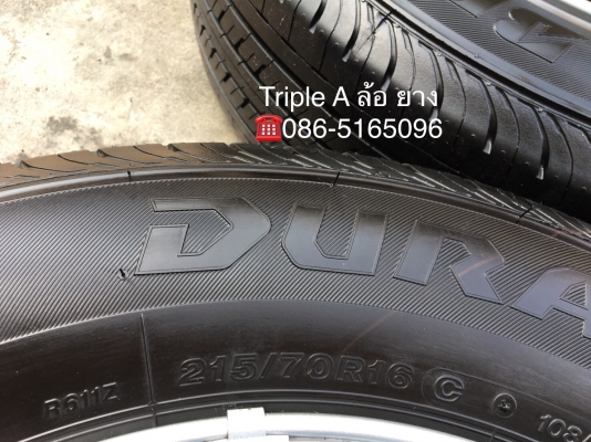 ล้อแม็กพร้อมยางป้ายแดง ISUZU Blue Power (ลายดาว) ขอบ16 Bridgestone 215-70-16 ปี 18 ตุ่มอลัง เส้นสีชัดๆ