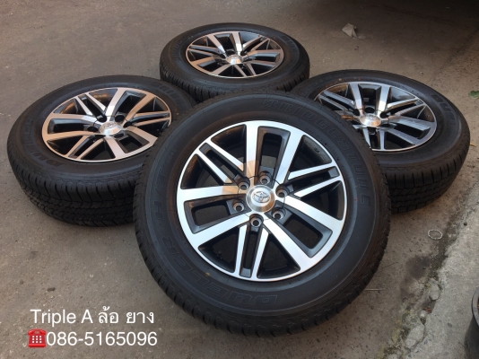 ล้อแม็กพร้อมยางป้ายแดง Toyota New Fortuner ขอบ 18 Bridgestone 265-60-18 ปี 18 แม็กสวย ตุ่มเด้ง มีเส้นสี