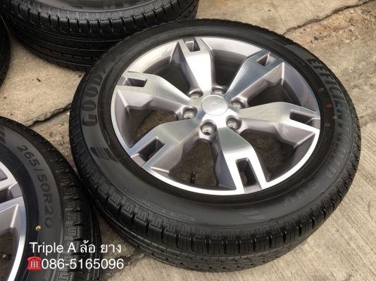 ล้อแม็กป้ายแดง Ford Everest ขอบ20 พร้อมยางป้ายแดง 265-50-20 Goodyear ปี 18 ตุ่มเส้นสีชัดเจน