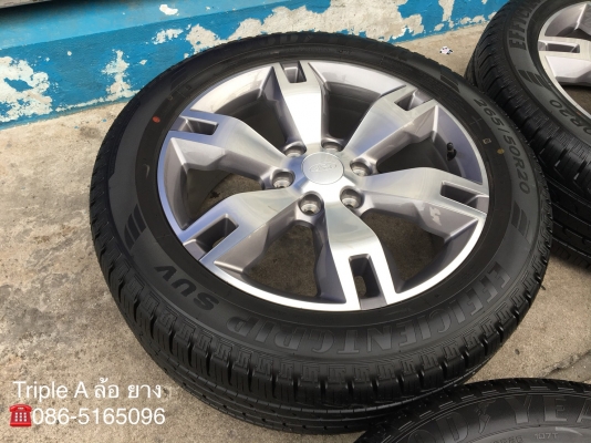 ล้อแม็กป้ายแดง Ford Everest ขอบ20 พร้อมยางป้ายแดง 265-50-20 Goodyear ปี 18 ตุ่มเส้นสีชัดเจน