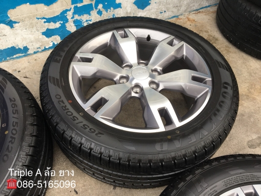 ล้อแม็กป้ายแดง Ford Everest ขอบ20 พร้อมยางป้ายแดง 265-50-20 Goodyear ปี 18 ตุ่มเส้นสีชัดเจน