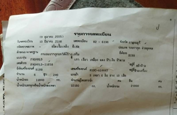 ขาย 1,290,000 สิบล้อแม่ลูก HINO FM 3M 240 แรง ลูก 2 คาน ยาว 6.50 ม พร้อมประกันชั้น 2 ควบคุมแม่ลูก ปีละ 20,000 บาท หมดปี 62 รถพร้อมใช้ หัวบาง ยางดี คัชซีสวย  รถอยู่ ราชบุรี 090-772-3710 090-772-3708