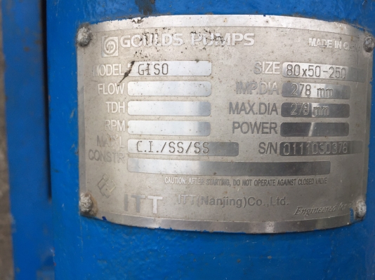 ขายปั๊มน้ำหอยโข่ง Goulds Pump ชนมอเตอร์ 5.5HP. 380V ขนาดเข้า 3นิ้ว ออก 2นิ้ว รุ่นใบพัดใหญ่ส่งน้ำไกล  ใช้งานมาไม่ถึงปี สภาพสวยใหม่มากถอดจากงานแอร์ พร้อมใช้งาน มี 2ชุดครับ