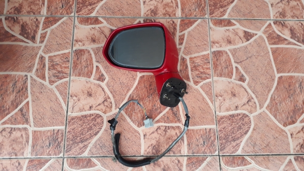 กระจกมองข้าง HONDA jazz GD ข้างขวา สีแดง สายไฟ5สาย