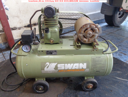 ขายปั๊มลม SWAN 1/4 hp รุ่น SP-114 + มอเตอร์ MITSUBISHI ถัง 36 ลิตร ขนาด 1/3 แรง