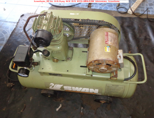 ขายปั๊มลม SWAN 1/4 hp รุ่น SP-114 + มอเตอร์ MITSUBISHI ถัง 36 ลิตร ขนาด 1/3 แรง