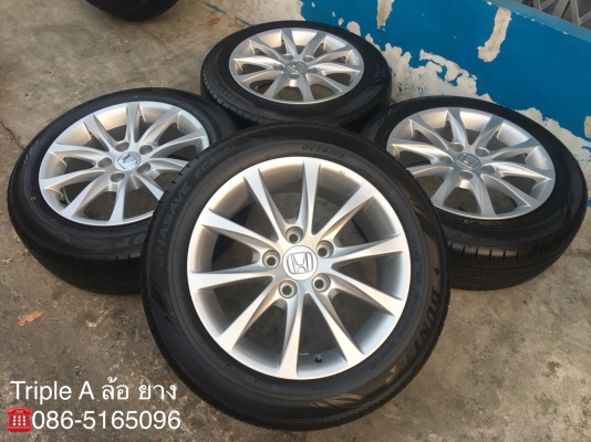 ล้อแม็กป้ายแดง Honda Civic FC ขอบ16 พร้อมยางป้ายแดง 195-60-16 Dunlop ตุ่มเด้งๆ เส้นสีชัดๆ