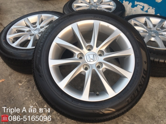 ล้อแม็กป้ายแดง Honda Civic FC ขอบ16 พร้อมยางป้ายแดง 195-60-16 Dunlop ตุ่มเด้งๆ เส้นสีชัดๆ