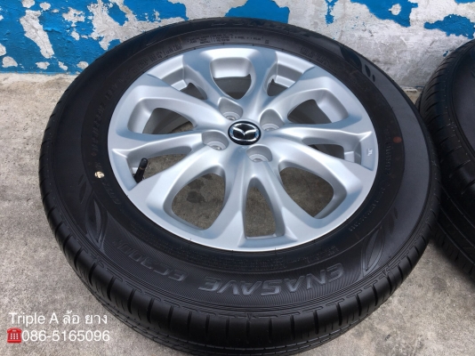 ล้อแม็กป้ายแดง Mazda 2 ขอบ 15 สีบอร์น พร้อมยางป้ายแดง Dunlop 185-65-15 ปลายปี 17  แม็กสวย ดอกเต็ม มีตุ่ม