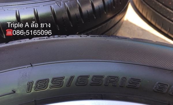 ล้อแม็กป้ายแดง Mazda 2 ขอบ 15 สีบอร์น พร้อมยางป้ายแดง Dunlop 185-65-15 ปลายปี 17  แม็กสวย ดอกเต็ม มีตุ่ม