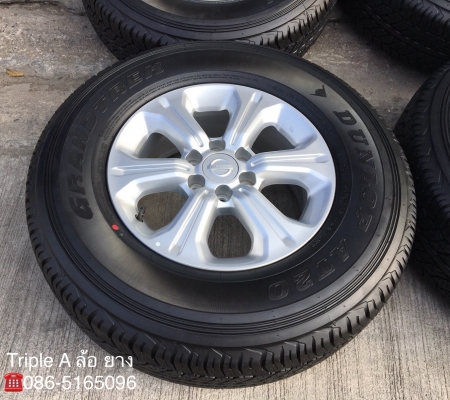 ล้อแม็กพร้อมยางใหม่ป้ายแดง Nissan Navara NP300 ขอบ 16 Dunlop 255-70-16 ปี 18 ตุ่มอลัง เส้นสีชัดๆ