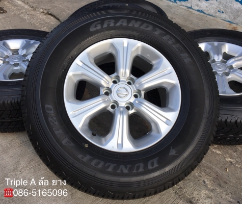 ล้อแม็กพร้อมยางใหม่ป้ายแดง Nissan Navara NP300 ขอบ 16 Dunlop 255-70-16 ปี 18 ตุ่มอลัง เส้นสีชัดๆ