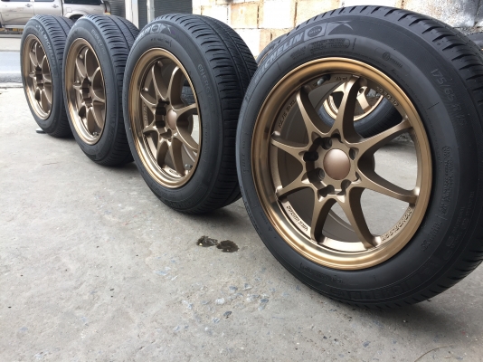 ล้อแม็ก CE28 ขอบ15 กว้าง 7 ล้อแม็กใหม่ยางเปอร์เซ็น  MICHELIN ปี 15 ขนาด 4 รู 100 ครบชุด 6999