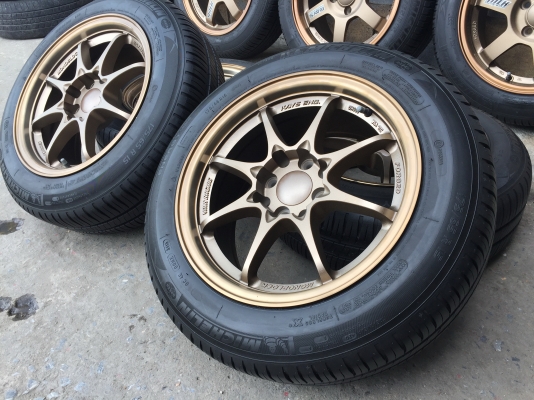 ล้อแม็ก CE28 ขอบ15 กว้าง 7 ล้อแม็กใหม่ยางเปอร์เซ็น  MICHELIN ปี 15 ขนาด 4 รู 100 ครบชุด 6999