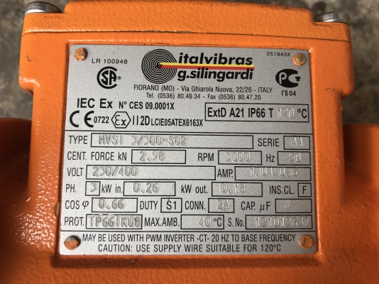 ขายมอเตอร์สั่น-เขย่า Itavibras made in Italy ขนาด 1/3HP. 380V สภาพสวยหมุนนิ่ม สั่นแรง พร้อมใช้งาน