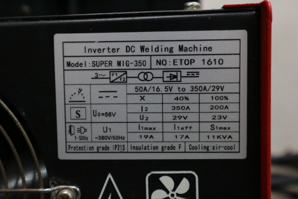 เครื่องเชื่อม Co2 ยี่ห้อ E-TOP 350 แอมป์ รุ่น Super MIG-350 พร้อมสายเชื่อม สภาพใหม่